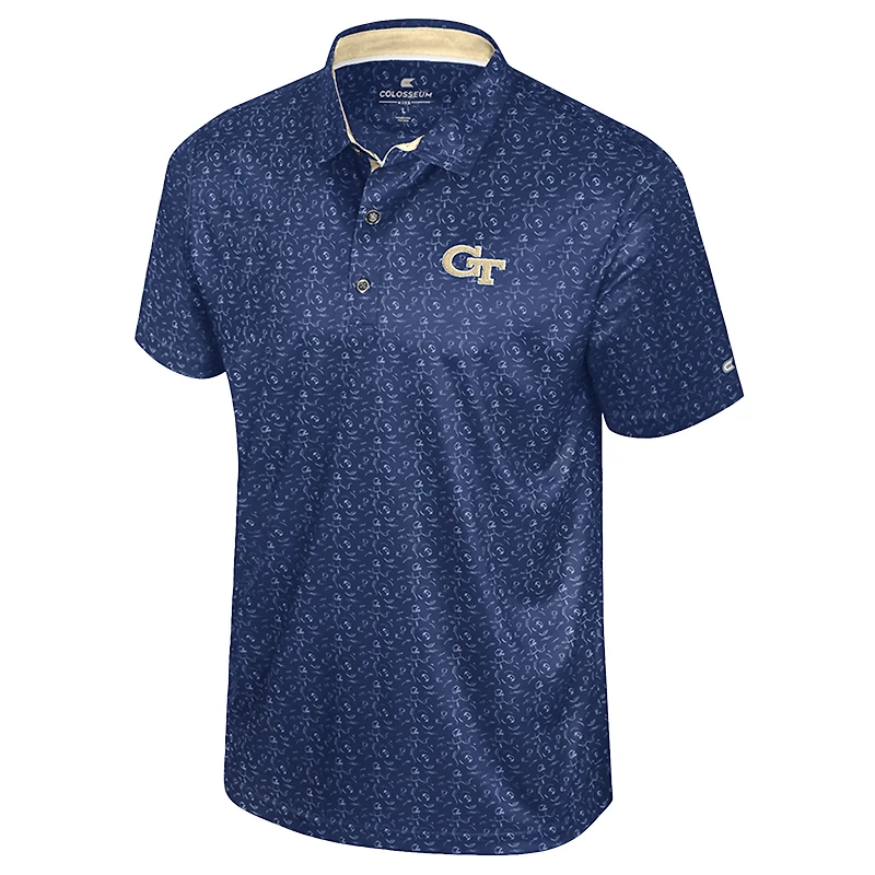Polo imprimé football pour homme Colosseum bleu marine des Yellow Jackets de Georgia Tech