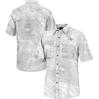 Chemise de pêche à boutons complets Realtree Aspect Charter pour hommes Colosseum White Georgia Tech Yellow Jackets