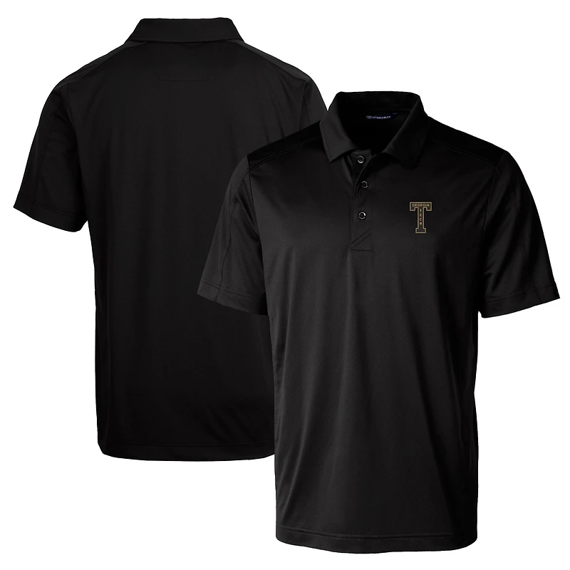 Polo extensible texturé pour homme Cutter & Buck noir avec logo de l'équipe Georgia Tech Yellow Jackets, grande taille