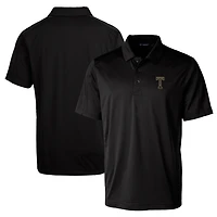 Polo extensible texturé pour homme Cutter & Buck noir avec logo de l'équipe Georgia Tech Yellow Jackets, grande taille