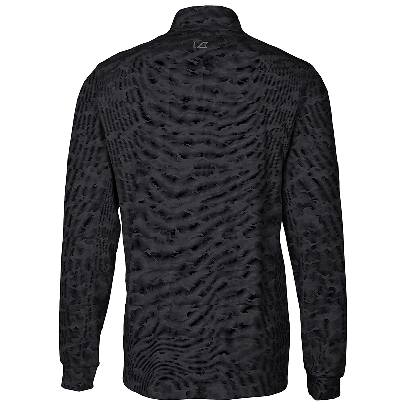 Men's Cutter & Buck Black Georgia Tech Yellow Jackets Vault Traverse Camo Print Stretch Quarter-Zip Pullover Top
