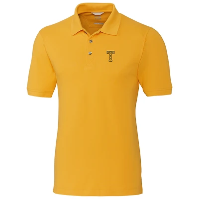Men's Cutter & Buck Gold Georgia Tech Yellow Jackets Big Tall College Vault Advantage DryTec Tri-Blend Polo