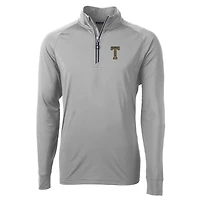 Men's Cutter & Buck Gray Georgia Tech Yellow Jackets Adapt Eco Knit Stretch Recycled Quarter-Zip Pullover Top