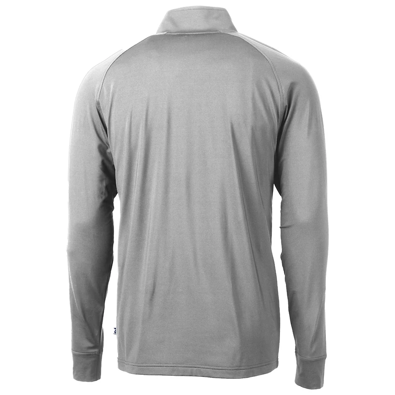 Pull-over Cutter & Buck Gray Georgia Tech Yellow Jackets Adapt Eco Knit Stretch en maille recyclée à quart de zip pour homme