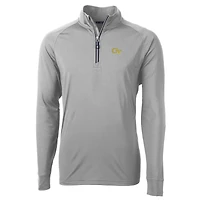Men's Cutter & Buck Gray Georgia Tech Yellow Jackets Big Tall Adapt Eco Knit Quarter-Zip Pullover Jacket