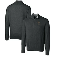 Men's Cutter & Buck Heather Charcoal Georgia Tech Yellow Jackets Lakemont Quarter-Zip Pullover Sweater