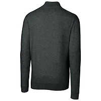 Men's Cutter & Buck Heather Charcoal Georgia Tech Yellow Jackets Lakemont Quarter-Zip Pullover Sweater