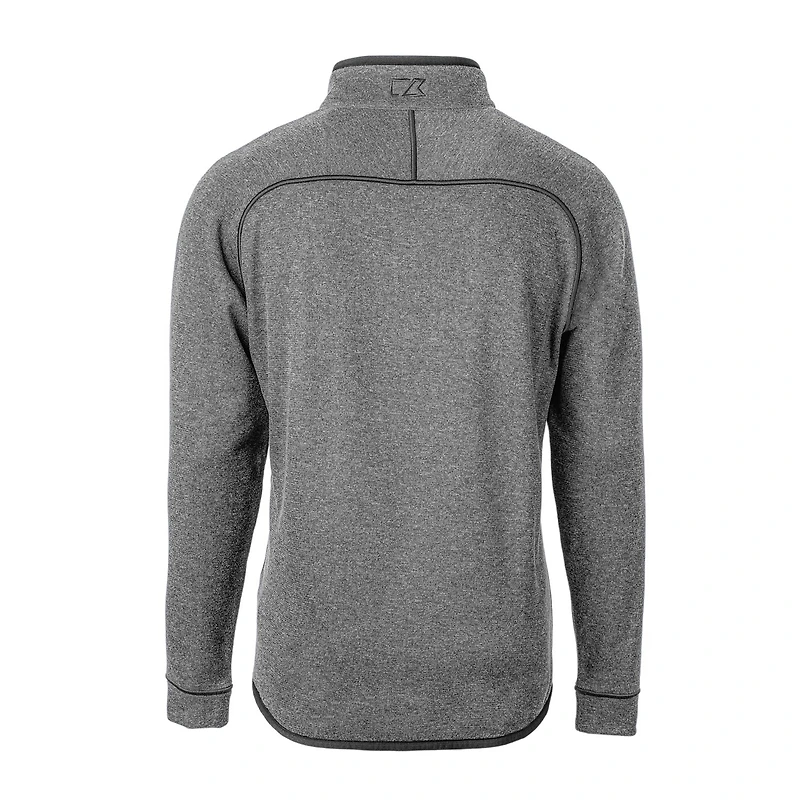 Men's Cutter & Buck Heather Gray Georgia Tech Yellow Jackets Mainsail Sweater-Knit Big Tall Half-Zip Pullover Jacket