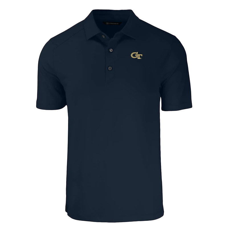 Polo recyclé extensible écologique Forge pour homme Cutter & Buck bleu marine Georgia Tech Yellow Jackets, grandes tailles