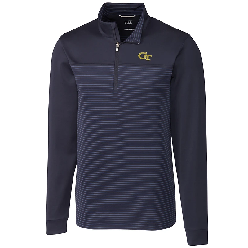 Veste à enfiler demi-zippée rayures Traverse pour homme, bleu marine, Georgia Tech Yellow Jackets, grande taille