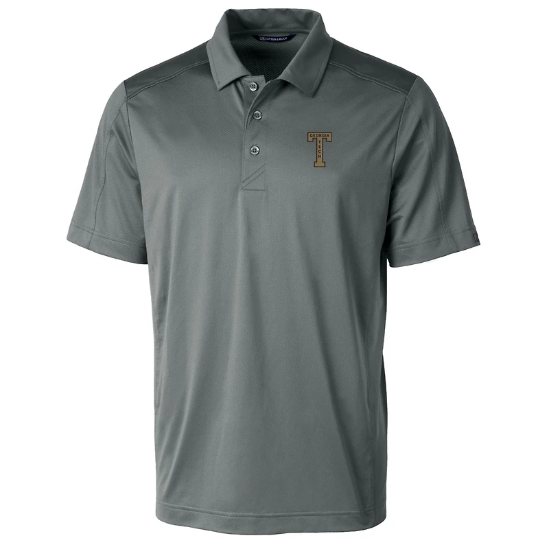 Polo extensible texturé pour homme Cutter & Buck Steel Georgia Tech Yellow Jackets avec logo de l'équipe Big Tall Prospect