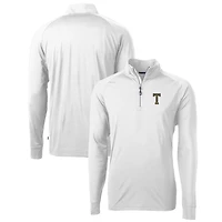 Pull-over Cutter & Buck pour homme, blanc, Georgia Tech Yellow Jackets, Adapt Eco Knit Stretch en maille recyclée, fermeture éclair 1/4.