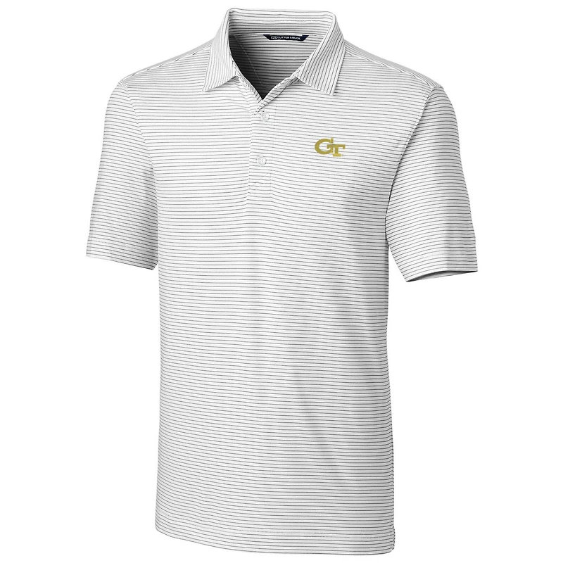 Polo à rayures crayon Forge pour homme Cutter & Buck White Georgia Tech Yellow Jackets Big Tall