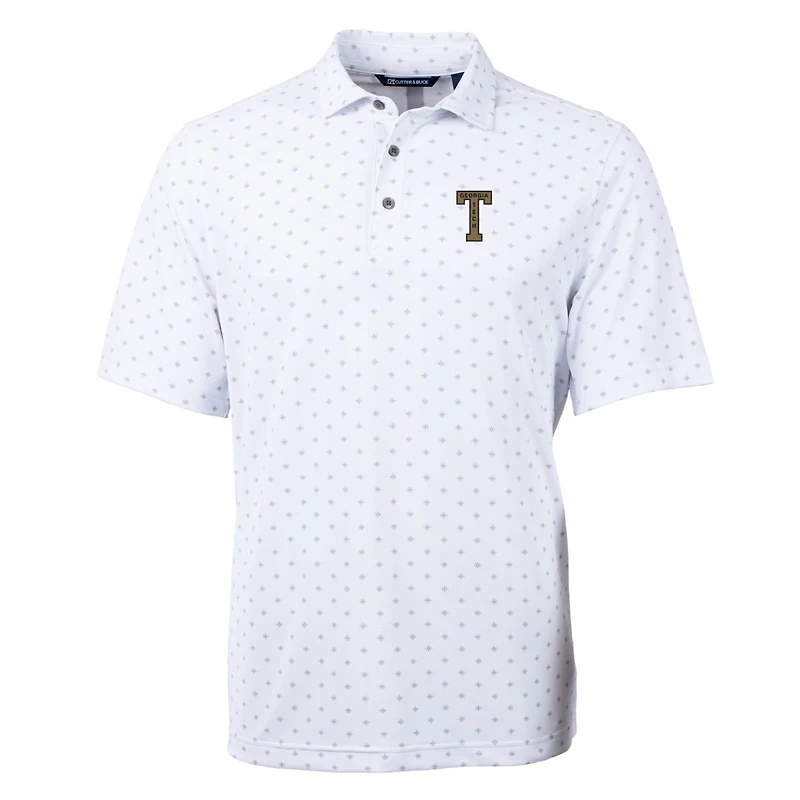 Polo homme Cutter & Buck blanc Georgia Tech Yellow Jackets Team Virtue Eco Pique à imprimé carreaux
