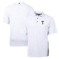 Polo homme Cutter & Buck blanc Georgia Tech Yellow Jackets Team Virtue Eco Pique à imprimé carreaux