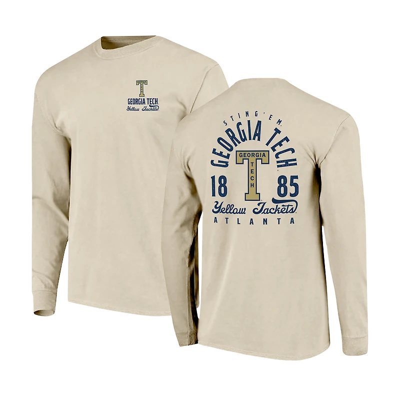 T-shirt à manches longues pour homme avec superposition de mascotte des Yellow Jackets Georgia Tech