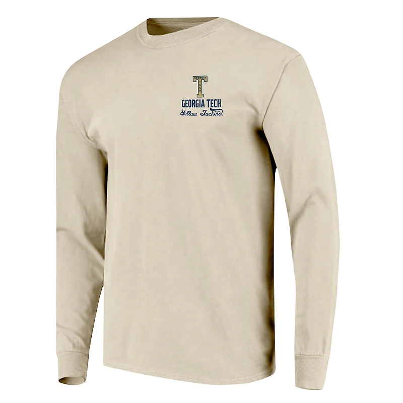 T-shirt à manches longues pour homme avec superposition de mascotte des Yellow Jackets Georgia Tech