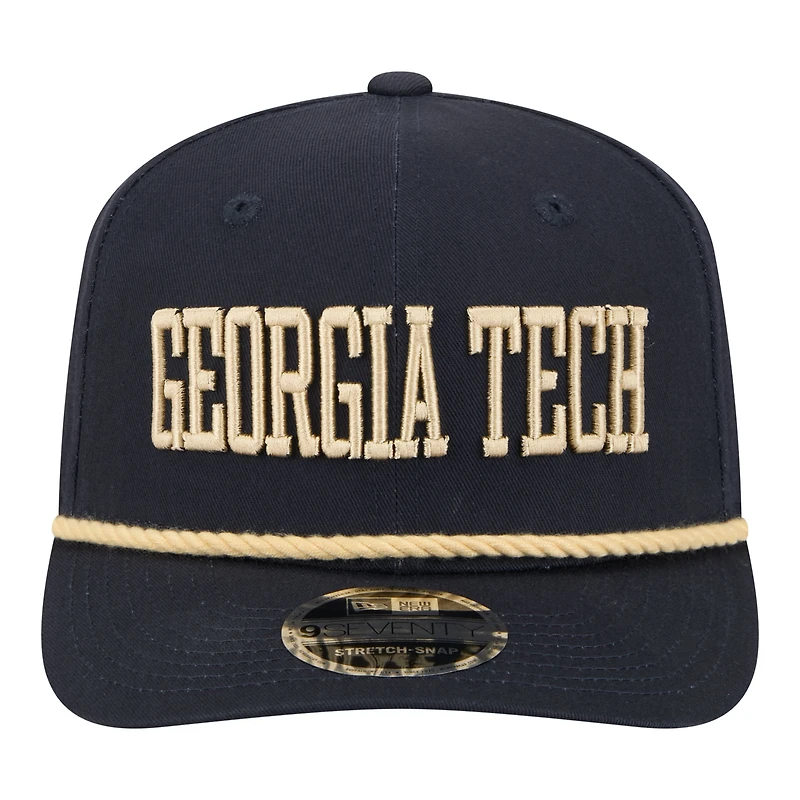 Men's New Era Navy Georgia Tech Yellow Jackets Wordmark Rope 9SEVENTY Stretch-Snap Hat
