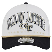 Men's New Era White/Navy Georgia Tech Yellow Jackets Arch Two-Tone Rope 9FORTY A-Frame M-Crown Adjustable Hat