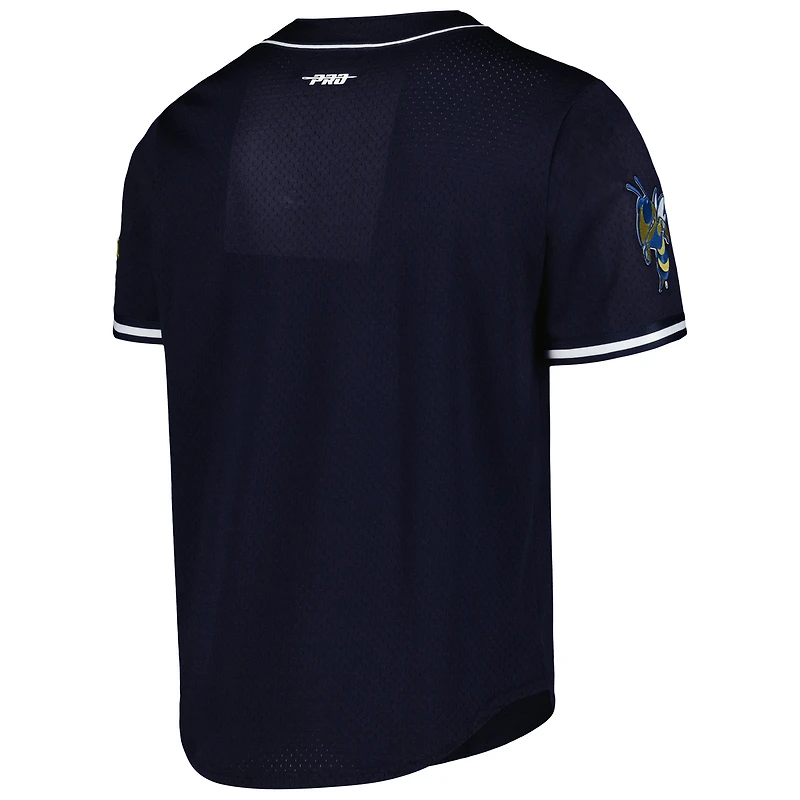 Men's Pro Standard Navy Georgia Tech Yellow Jackets Mesh Full-Button Replica Baseball Jersey