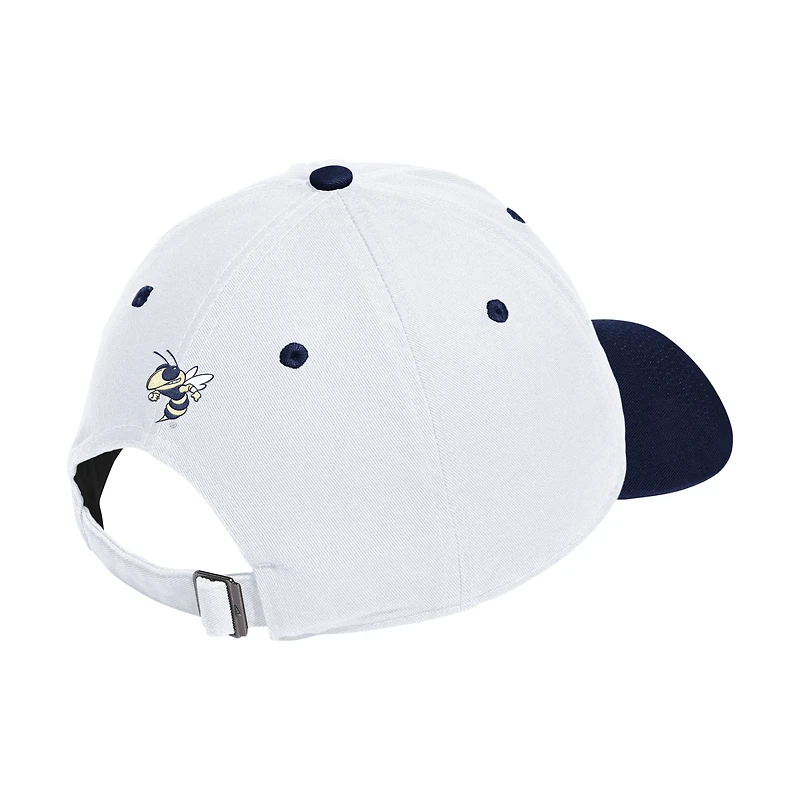 Unisex adidas White/Navy Georgia Tech Yellow Jackets Seasonal Baseball Slouch Adjustable Hat