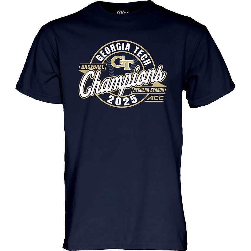 T-shirt unisexe bleu marine 84 Georgia Tech Yellow Jackets, champions de la saison régulière baseball ACC 2025