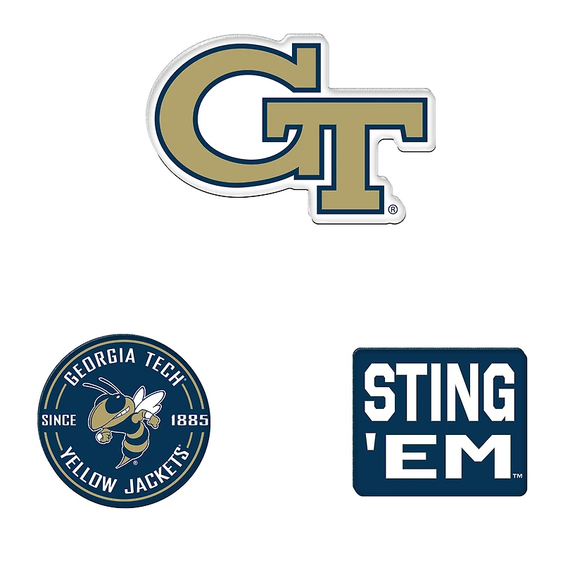 WinCraft  Georgia Tech Yellow Jackets 3-Pack Premium Fridge Magnet Set