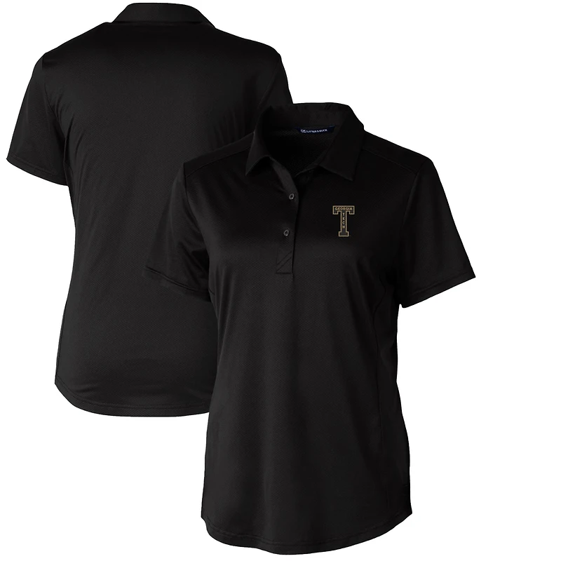 Polo extensible texturé Vault Prospect pour femme Cutter & Buck Black Georgia Tech Yellow Jackets
