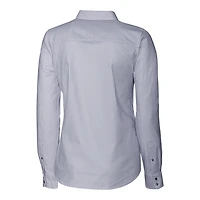 Chemise à manches longues boutonnée rayures Oxford extensibles Cutter & Buck pour femme, couleur anthracite, Georgia Tech Yellow Jackets