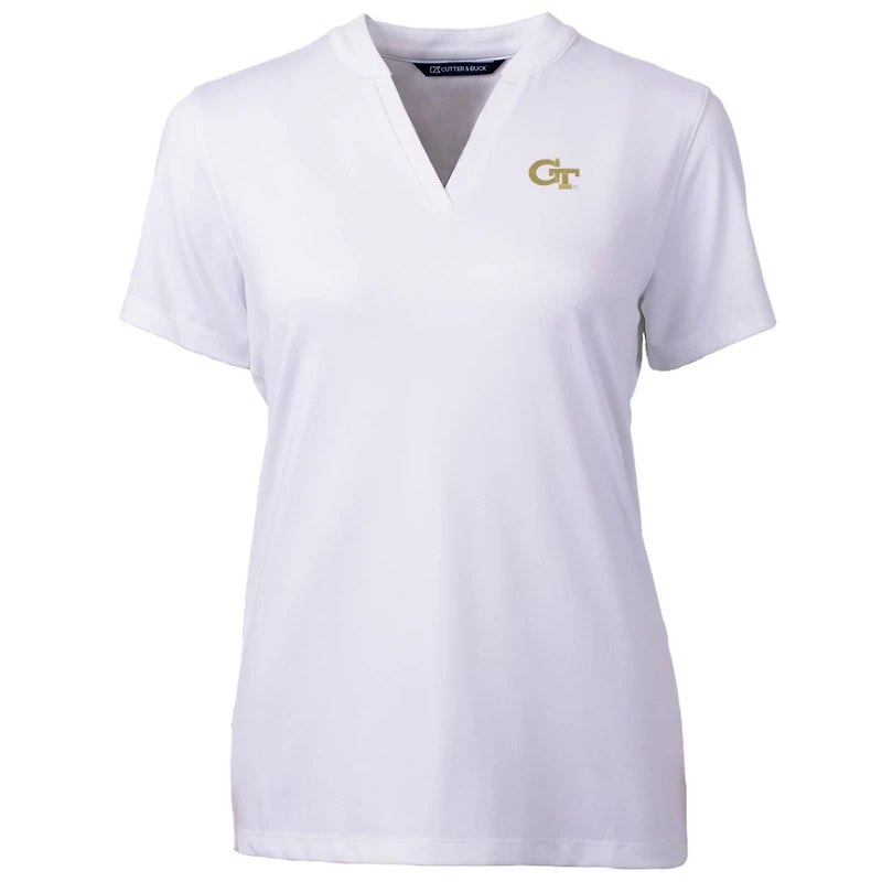 Haut à col en V Forge Blade pour femme, blanc, des Georgia Tech Yellow Jackets, Cutter & Buck