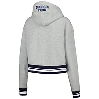 Women's Pro Standard Heather Gray Georgia Tech Yellow Jackets Script Tail Fleece Cropped Pullover Hoodie
