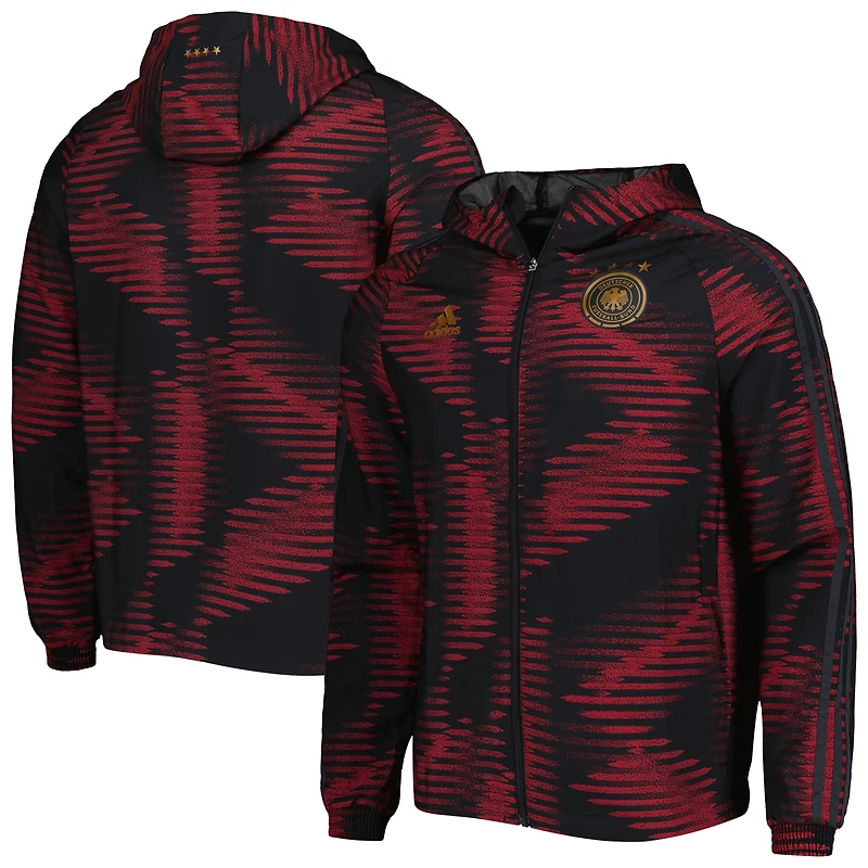 Veste Coupe-Vent à Capuche et Fermeture Éclair Intégrale adidas Germany National Team DNA Raglan pour Homme