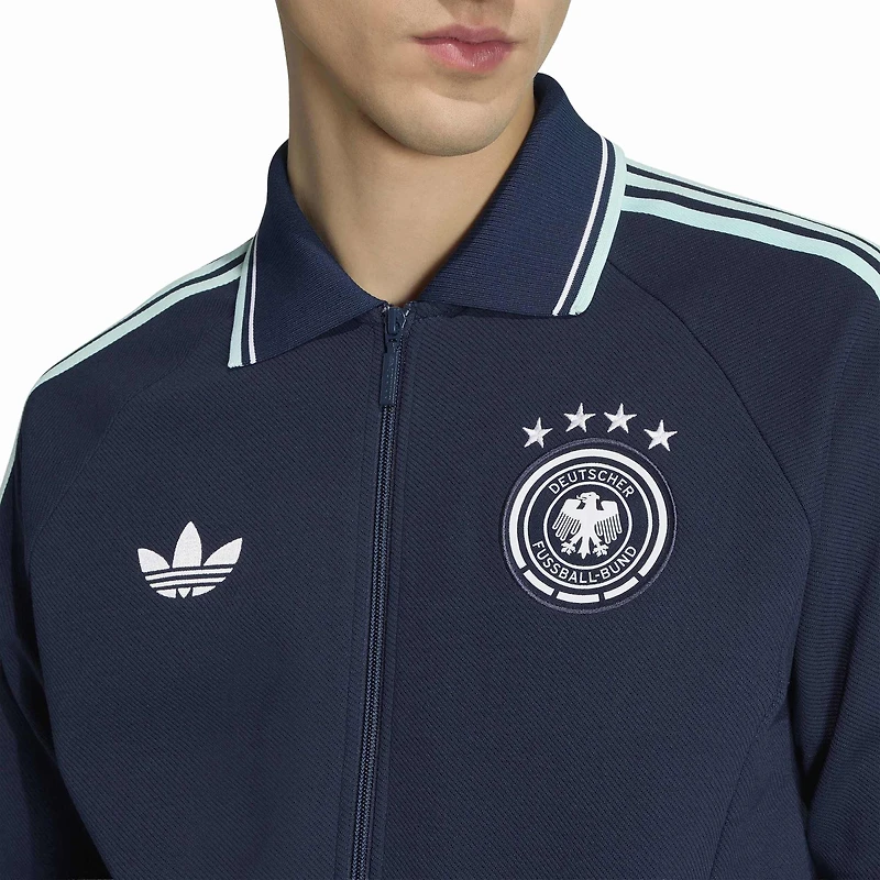 Veste zippée intégrale adidas Anthem pour homme, bleu marine, équipe nationale d'Allemagne 2026, extérieur