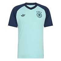 Maillot d'entraînement d'avant-match adidas turquoise pour homme, équipe nationale d'Allemagne 2026