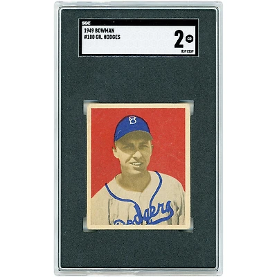 Gil Hodges Brooklyn Dodgers 1949 Bowman #100 SGC Authenticated 2 Rookie Card