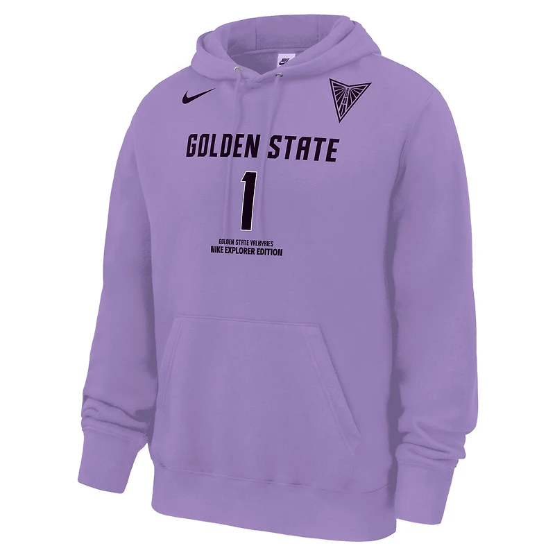 Sweat à capuche Nike Gabby Williams Lavender Golden State Valkyries Explorer Edition pour homme, avec nom et numéro