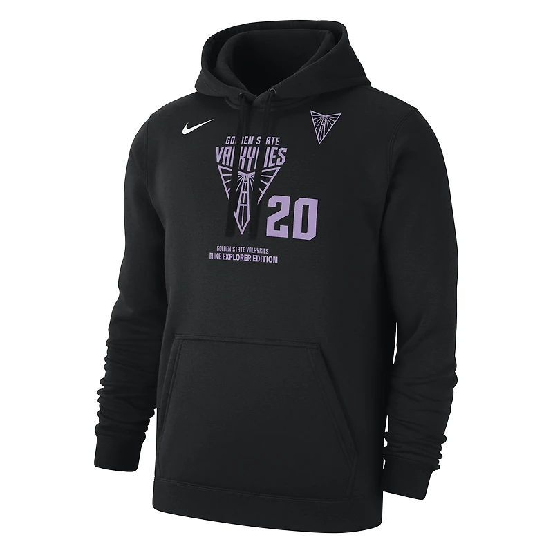 Sweat à capuche Nike Kate Martin noir pour homme, édition Golden State Valkyries Explorer, avec nom et numéro