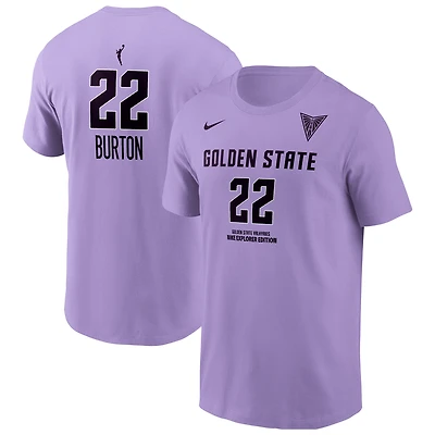 T-shirt Nike Veronica Burton Lavender Golden State Valkyries Explorer Edition pour homme, avec nom et numéro