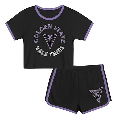 Ensemble t-shirt et short noir Golden State Valkyries Double Run pour tout-petit
