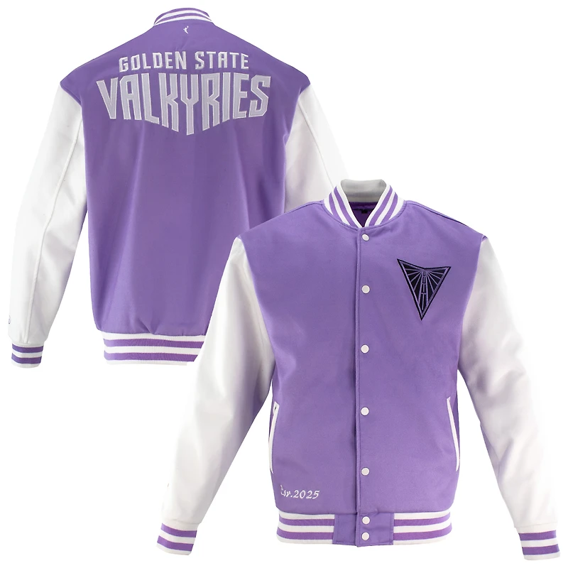 Veste universitaire unisexe FISLL blanche Golden State Valkyries à boutons-pression