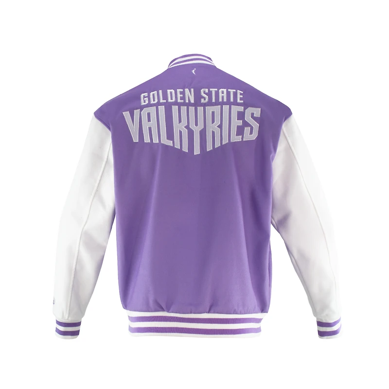 Veste universitaire unisexe FISLL blanche Golden State Valkyries à boutons-pression
