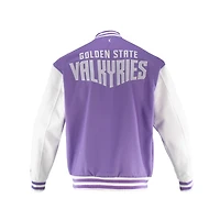 Veste universitaire unisexe FISLL blanche Golden State Valkyries à boutons-pression