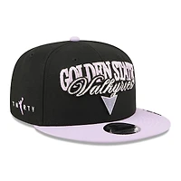 Unisex New Era Eclipse Black/Violet Golden State Valkyries WNBA Tip-Off 2026 Metal Badge A-Frame 9FIFTY Snapback Hat