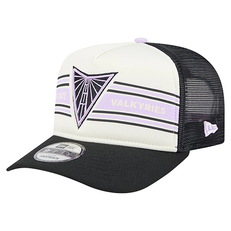 Casquette de camionneur ajustable unisexe New Era blanche/noir éclipse avec bannière en mousse Golden State Valkyries 9FIFTY A-Frame