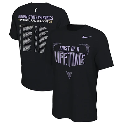 T-shirt unisexe Nike Eclipse noir Golden State Valkyries 2025, saison inaugurale, premier d'une vie, calendrier