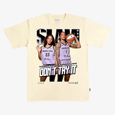 Unisex SLAM Gabby Williams & Veronica Burton Cream Golden State Valkyries Cover T-Shirt
