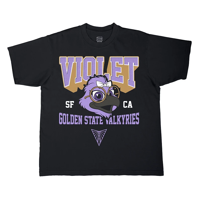 T-shirt unisexe Stadium Essentials noir Golden State Valkyries, mascotte la plus précieuse, style urbain premium