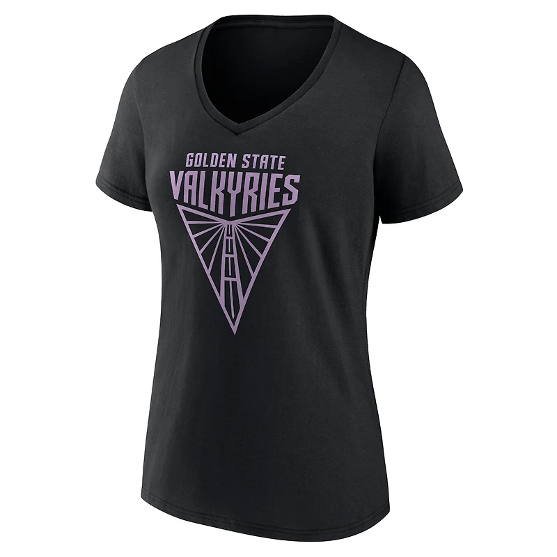 Women's Black Golden State Valkyries Primary Logo V-Neck T-Shirt