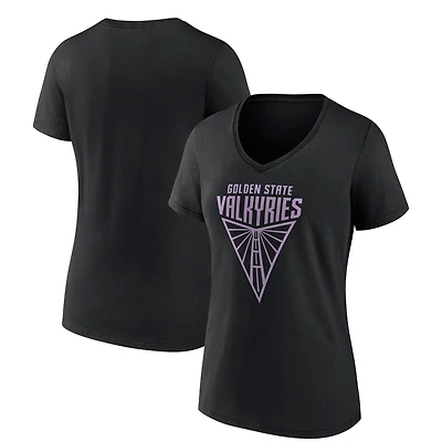 T-shirt à col en V noir pour femmes Golden State Valkyries, logo principal