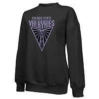Sweat-shirt à manches longues et col rond noir pour femme, motif Golden State Valkyries, avec logo principal principal.